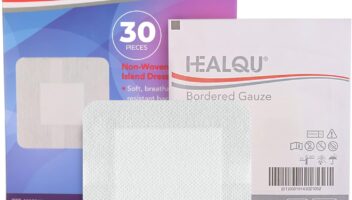 HEALQU Bordered Gauze Island Dressing - 30 Count, 4" x 4" Sterile Individually Wrapped Gauze Pads with Water-Resistant, Non-Woven Backing - Soft and Breathable Wound Dressing for First Aid and Medical