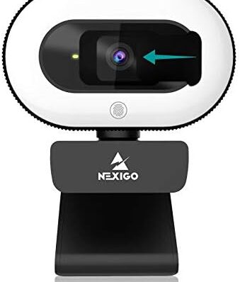 NexiGo StreamCam N930E with Software, 1080P Webcam with Ring Light and Privacy Cover, Auto-Focus, Plug and Play, Web Camera for Online Learning, Zoom Meeting Skype Teams, PC Mac Laptop Desktop