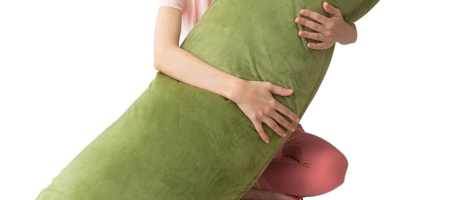 Body Pillows for Adults, Long Pillow for Bed, Firm Large Body Pillow with Velvet Cover for Side Sleeper, 20x54 Inches (Green)