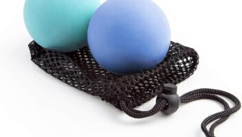 Physical Massage Therapy Ball Set - Ideal for Yoga, Deep Tissue Massage,Yoga & Trigger Point Treatments. Set - 2 Extra Firm Balls W/Mesh Bag, Blue