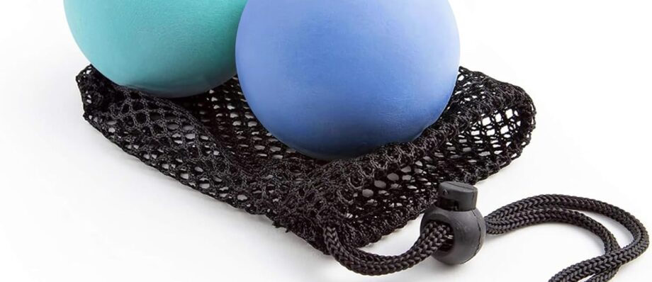 Physical Massage Therapy Ball Set - Ideal for Yoga, Deep Tissue Massage,Yoga & Trigger Point Treatments. Set - 2 Extra Firm Balls W/Mesh Bag, Blue