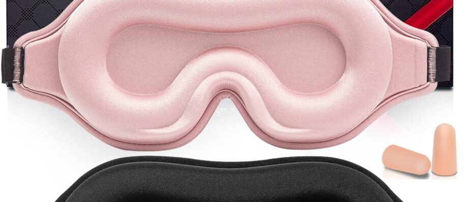 BeeVines Sleep Mask, 2 Pack 3D Contoured Sleeping Eye Masks with Adjustable Strap, Night Molded Mask for Lash Extensions, Eye Shade Cover Lashes Extension for Traveling Yoga Nap