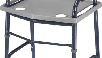 DMI Walker Tray With Cup Holders, Walker Tray For Folding Walkers, Gray