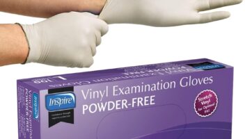 Inspire Medical Gloves Exam Gloves | Powder Free Stretch Vinyl Gloves | Disposable Gloves Disposable Latex Free Gloves | Cooking Gloves Disposable Food Safe Food Prep Gloves Plastic Gloves Disposable