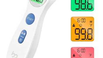 Forehead Thermometer for Adults and Kids, Digital Infrared Thermometer for Home with Fever Alarm, FSA HSA Eligible,1s Reading and 3-Color Indicator, No-Touch, Accurate