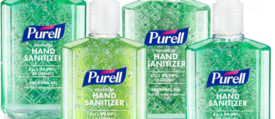 PURELL Advanced Hand Sanitizer Soothing Gel, Fresh Scent, 8 fl oz Pump Bottle (Pack of 4), 9674-06-ECDECO