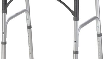 Drive Medical Deluxe 2-Button Folding Walker, Lightweight Walkers for Seniors and Adults, Medical Walker, Bariatric Walker (Up to 350 Pounds), Standard, Silver