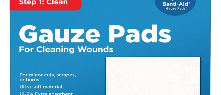 Amazon Basic Care Gauze Pads, 4x4 inches Sterile Medical Wound Dressing Sponges for Cleaning, Covering, & Cushioning Cuts & Minor Injuries, 50 Count (Pack of 1), (Previously All Health)