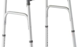 Medline Lightweight Folding Walker with 5" Wheels, Aluminum Frame Supports up to 300 lbs