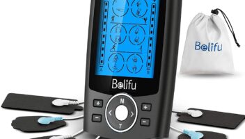 Belifu Dual Channel TENS EMS Unit 24 Modes Muscle Stimulator for Pain Relief Therapy, Electronic Pulse Massager Muscle Massager with 10 Pads, Dust-Proof Drawstring Storage Bag, Fastening Cable Ties