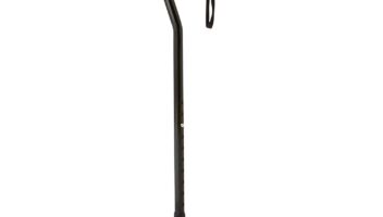 Medline Aluminum Offset Walking Cane for Seniors & Adults is Portable and Lightweight for Balance, Knee Injuries, Mobility & Leg Surgery Recovery, Black