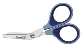 First Aid Only PhysiciansCare 90294 Titanium Non-Stick First Aid Bandage Scissors, 4" Bent, Blue