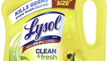 Lysol Multi-Surface Cleaner, Sanitizing and Disinfecting Pour, to Clean and Deodorize, Sparkling Lemon and Sunflower Essence, 90 Fl Oz