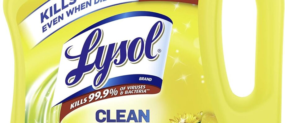 Lysol Multi-Surface Cleaner, Sanitizing and Disinfecting Pour, to Clean and Deodorize, Sparkling Lemon and Sunflower Essence, 90 Fl Oz