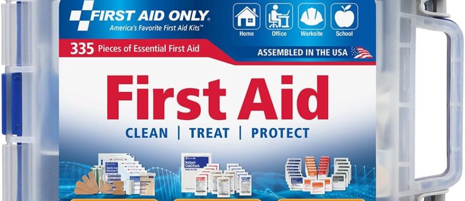 First Aid Only OSHA-Compliant All-Purpose 100-Person Emergency First Aid Kit for Home, Work, and Travel, 335 Pieces