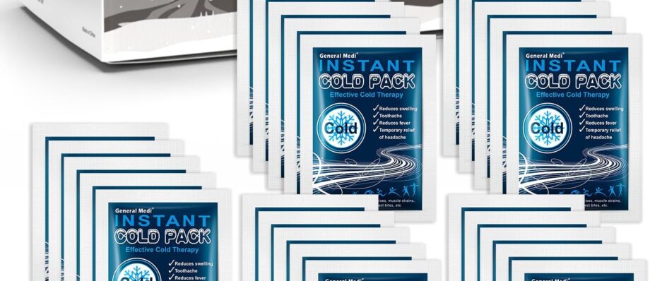 General Medi Instant Ice Cold Pack (4”x 5.5”) – 25 Packs Disposable Cold Therapy Ice Packs for Pain Relief, Swelling, Inflammation, Sprains, Toothache – for Athletes & Outdoor Activities