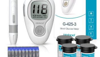 G-425-3 Blood Glucose Monitor Kit, 100 Test Strips, 100 Lancets, 1 Blood Sugar Monitor, 1 Lancing Device, Diabetes Testing Kit for Home Use