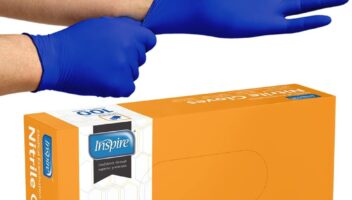 Inspire Nitrile Gloves | THE ORIGINAL Quality Stretch Nitrile Exam Cobalt Blue | Chemical Resistant Gloves | 4.5 Gloves