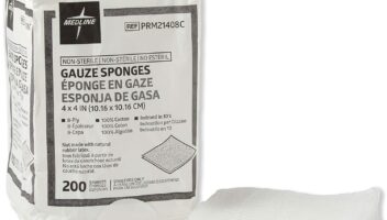 Medline 4 x 4 inch Gauze Sponges, 100% Cotton, 8-Ply Woven Non-Sterile Gauze, 200 Count (Pack of 1), Packaging may vary