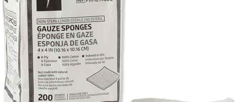 Medline 4 x 4 inch Gauze Sponges, 100% Cotton, 8-Ply Woven Non-Sterile Gauze, 200 Count (Pack of 1), Packaging may vary