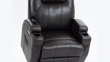 Upgraded Power Lift Recliner Chair with Massage & Heat, Max 155° Reclining, Standing Assistance for Elderly, USB & Type-C Ports, Cup Holders, PU Leather Brown