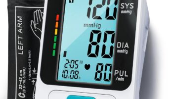 Automatic Blood Pressure Monitor, Digital Blood Pressure Machine with Large Backlight Display, Cuff 22-42cm, 2x150 Memories for Home or Traveling