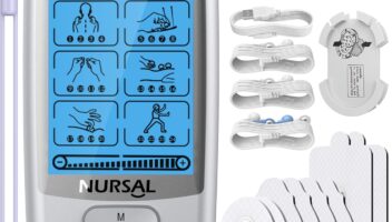 NURSAL 24 Modes TENS Unit Muscle Stimulator with Continuous Stimulation, Rechargeable Electronic Pulse Massager with 8 Pads for Back and Shoulder Pain Relief and Muscle Strength