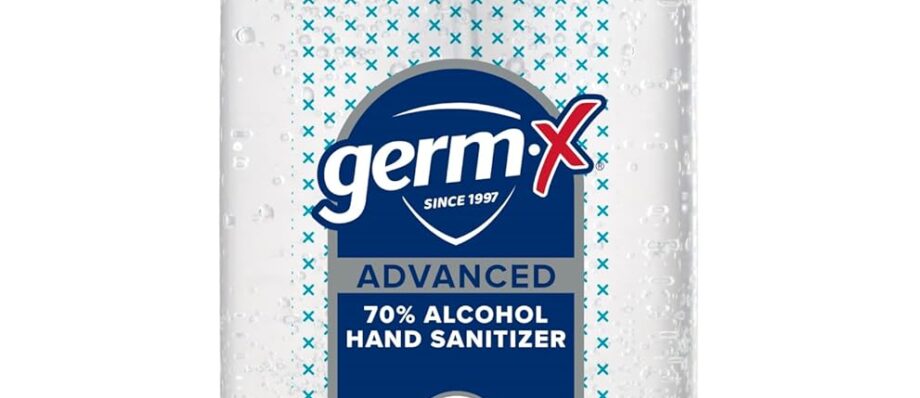 Germ-x Advanced Hand Sanitizer, Moisturizing Clear Gel, Instant and No Rinse Formula, Large Family Size Pump Bottle, Back to School Supplies, 34 Fl Oz (1 Liter)