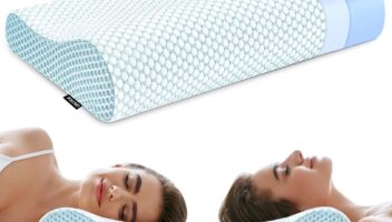 Memory Foam Bed Pillow for Sleeping, Ergonomic Cervical Contour Neck Support Orthopedic Pillow for Side Back Stomach Sleeper, Neck and Shoulder Pain