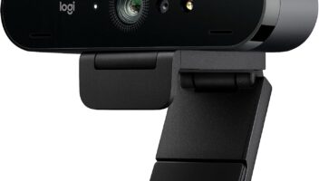 Logitech Brio 4K Webcam, Ultra 4K HD Video Calling, Noise-Canceling mic, HD Auto Light Correction, Wide Field of View, Works with Microsoft Teams, Zoom, Google Voice, PC/Mac/Laptop/Macbook/Tablet