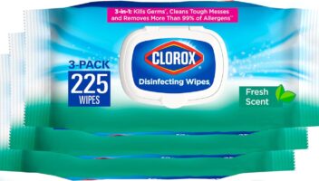 Clorox Disinfecting Wipes, Bleach Free Cleaning Wipes, Household Essentials, Fresh Scent, Moisture Seal Lid, 75 Wipes, Pack of 3 (New Packaging)