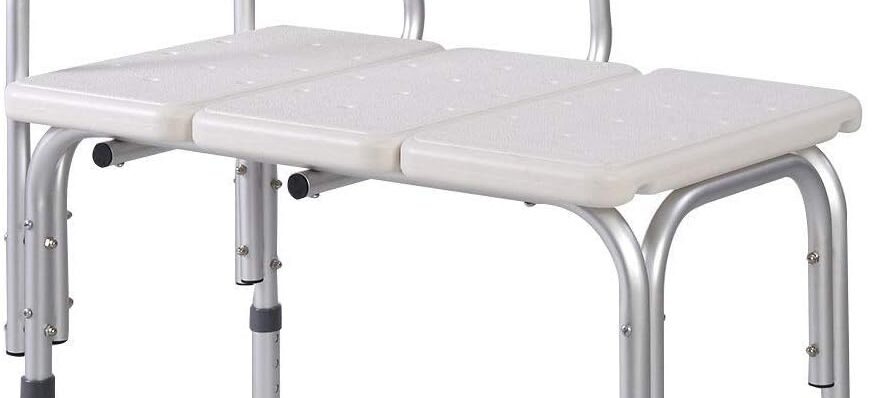 MedMobile® Bathtub Transfer Bench/Bath Chair with Back, Wide SEAT, Adjustable SEAT Height, Sure-GRIPED Legs, Lightweight, Durable, Rust-Resistant Shower Bench