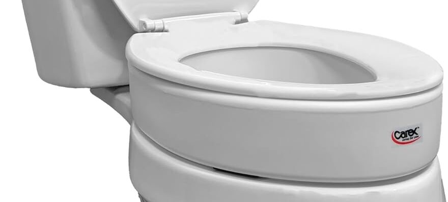 Carex Toilet Seat Riser, Elongated Raised Toilet Seat Adds 3.5 inches to Toilet Height, for Assistance Bending or Sitting, 300 Pound Weight Capacity Toilet Riser