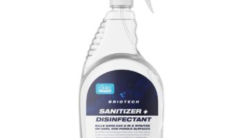 BRIOTECH Sanitizer Disinfectant Hypochlorous Spray, Kills 99.99% of Viruses & Bacteria, Eliminate Odor, Gentle for Nurseries & Play Rooms, Rinse Free Food Contact Surface Sanitizer, 32 fl oz