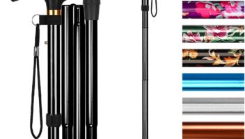 supregear Folding Cane, 5-Level Adjustable Height Walking Stick Lightweight Portable Cane Travel Cane with Wrist Strap and T Handle for Elderly Disabled Men Women