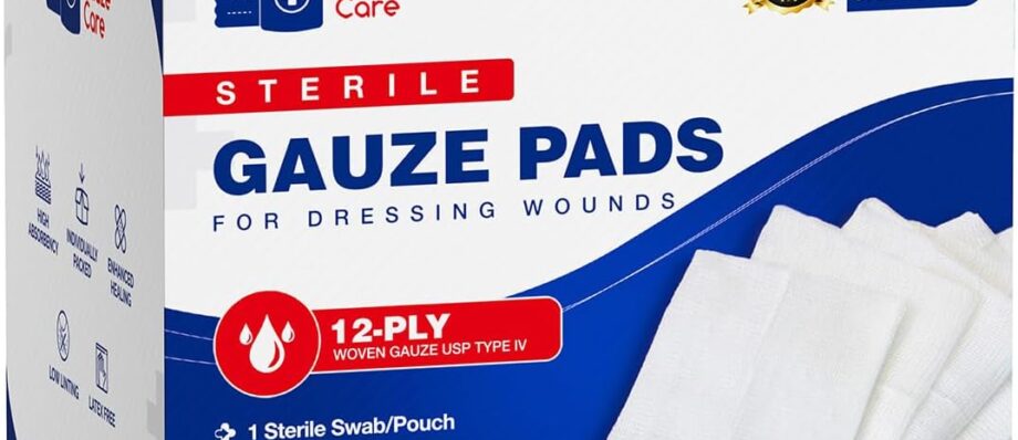 100pc Large Sterile Gauze Pads 4x4 Sterile for Wounds Bulk - 12ply Woven Gauze Sponges 4x4 Sterile - USP IV Breathable Mesh 4x4 Gauze Pads Sterile for Enhanced Absorption - First Aid Medical