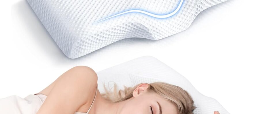 Osteo Cervical Pillow for Neck Pain Relief, Hollow Design Odorless Memory Foam Pillows with Cooling Case, Adjustable Orthopedic Bed Pillow for Sleeping, Contour Support for Side Back Sleepers