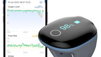 Wellue O2Ring Oxygen Monitor with Vibration Reminder -Bluetooth O2 Pulse Oximeter Rechargeable, Continuous Recording of SpO2 & PR, Blood Oxygen Saturation Tracker with Free APP & PC Reports