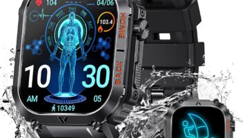 Rugged 5ATM Waterproof Tactical Smartwatch: The Ultimate Fitness Watch for Men