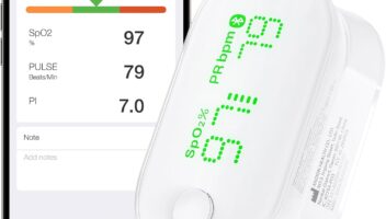 iHealth AIR Rechargeable Fingertip Pulse Oximeter, Blood Oxygen Saturation Monitor with App, SpO2, Pulse Rate, Plethysmograph, and Perfusion Index