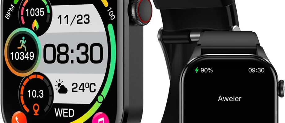 Top Smartwatch: Black AMOLED Fitness Tracker with Heart Rate & Blood Oxygen Monitor