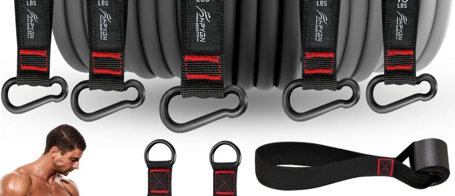 Resistance Bands, Exercise Bands with Handles, Fitness Bands, Workout Bands with Door Anchor and Ankle Straps, for Heavy Resistance Training, Physical Therapy, Shape Body, Yoga, Home Workout Set