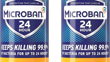 MICROBAN Disinfectant Spray, 24 Hour Sanitizing and Antibacterial Spray, Sanitizing Spray, Citrus Scent, 2 Count (15oz Each) (Packaging May Vary)