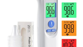 Ear Thermometer, Digital Ear Thermometer for Kids and Adults, High Accuracy Baby Thermometer with 1s Result, 3-Color Coded and 30 Memory Recall, Easy to Use, with 21 Disposable Probe Covers