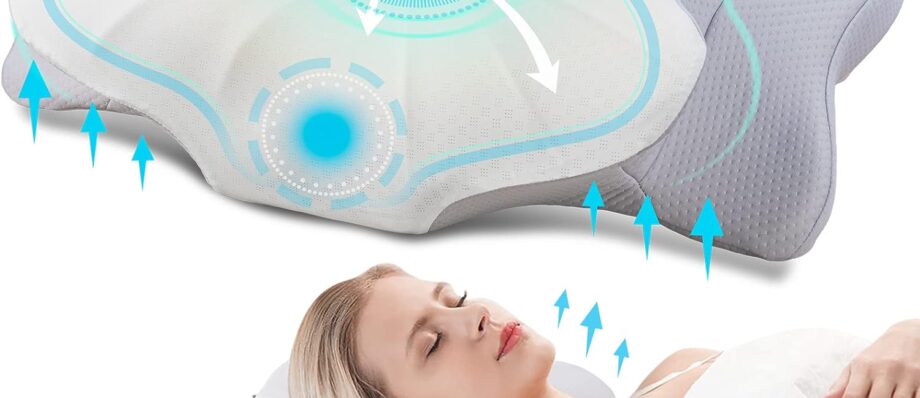 DONAMA Cervical Pillow for Neck and Shoulder,Contour Memory Foam Pillow,Ergonomic Neck Support Pillow for Side Back Stomach Sleepers with Pillowcase