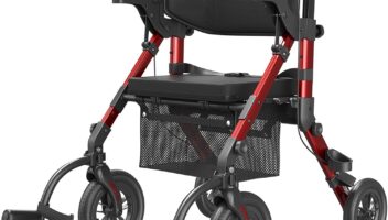 Walkers for Seniors, Wheelchairs for Adults, Rollator Walker with Seat, 2 in 1 Rollator Transport Chair with Brakes, Rolling Walker Lightweight Foldable, Walker Wheelchair Combo Z51-2024 New