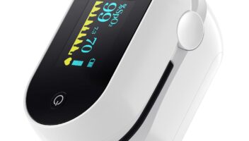 Fingertip Pulse Oximeter, with OLED Screen Auto Graph Display/Alarm and AAA Batteries Lanyard, Fast and Accurate Measurements for Home and Outdoor Sports