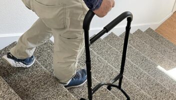 New Stair Climbing Assist Cane by Rock Steady Cane Lets You Walk Up and Down Stairs Easily with Less Pain. Perfect Step Helper for Those with Sore Hips and Knees