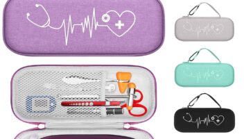 Stethoscope Case for 3M Littmann Classic III, Lightweight II S.E, MDF Acoustica Deluxe Dual Head, Cardiology IV Digital Stethoscopes, Includes Mesh Pocket for Nurse Accessories - Purple