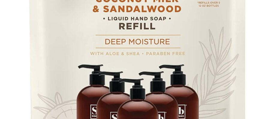 Soapbox Liquid Hand Soap Refill, Coconut Milk & Sandalwood | Vegan, Paraben Free, Moisturizing, Natural Hand Wash Refill for Kitchen and Bathroom, 64oz Half Gallon Refill (Pack of 1)